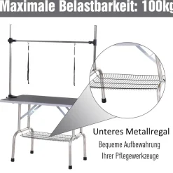 PawHut Hundetrimmtisch schwarz Gummi B/H/L: ca. 60x170x107 cm