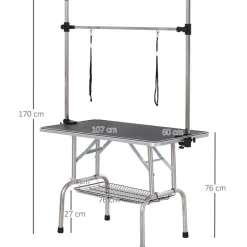 PawHut Hundetrimmtisch schwarz Gummi B/H/L: ca. 60x170x107 cm