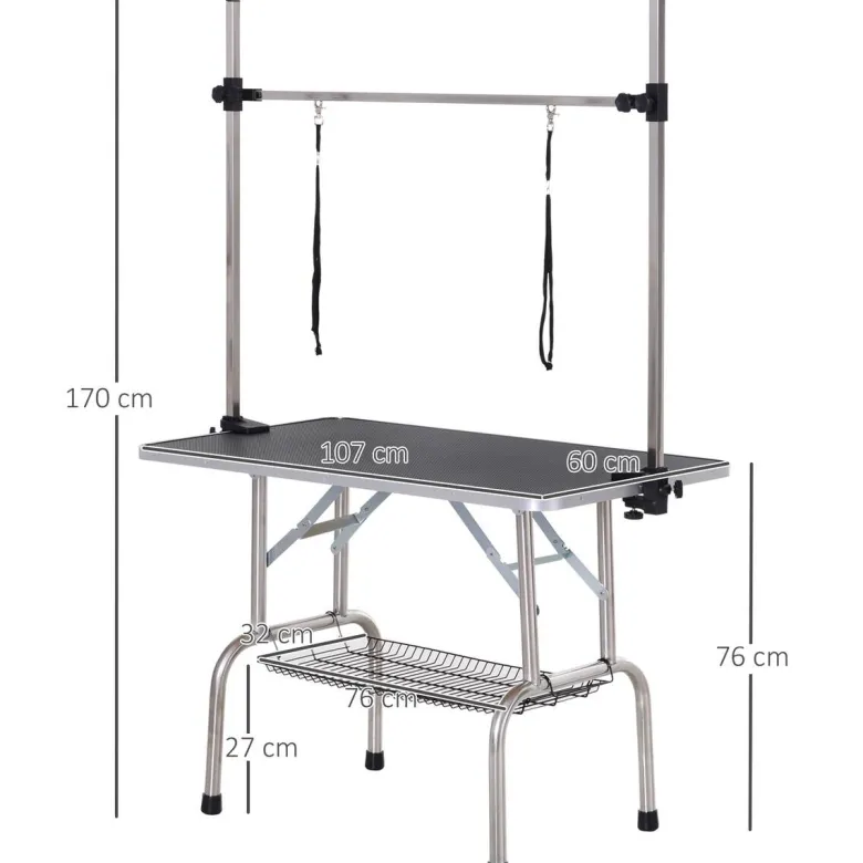 PawHut Hundetrimmtisch schwarz Gummi B/H/L: ca. 60x170x107 cm