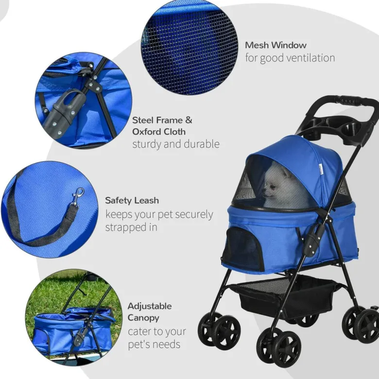 PawHut Hunde-Zubehör blau Edelstahl B/H/L: ca. 45x67x96 cm
