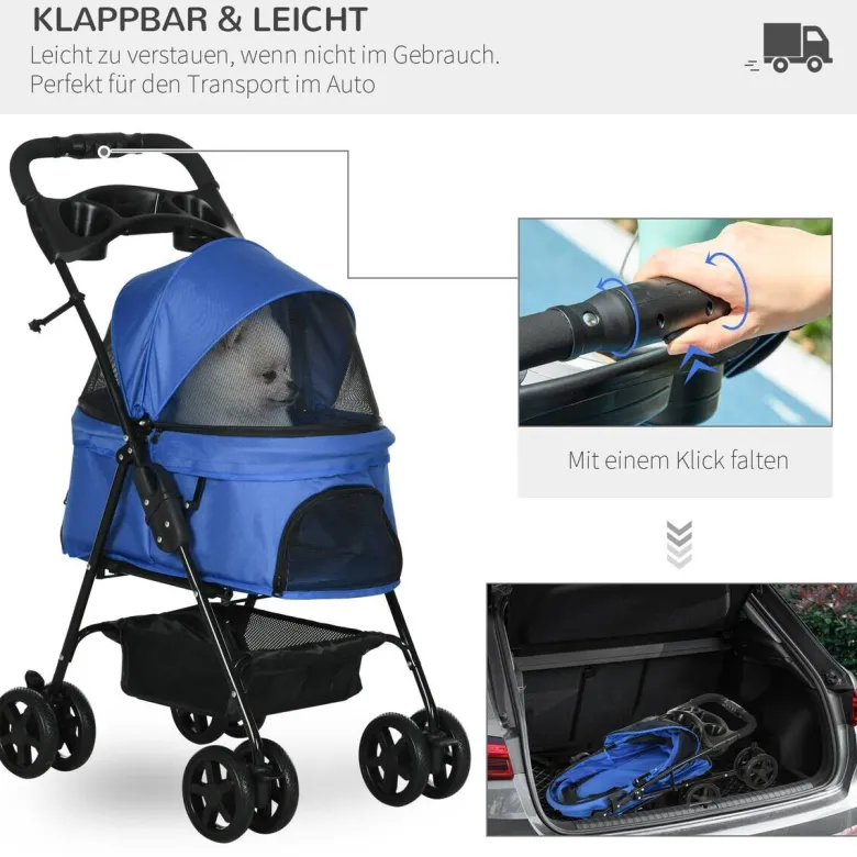 PawHut Hunde-Zubehör blau Edelstahl B/H/L: ca. 45x67x96 cm