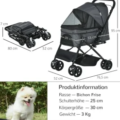PawHut Hunde-Zubehör dunkelgrau Polypropylen B/H/L: ca. 52x76,5x95 cm