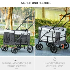 PawHut Hunde-Zubehör grau Edelstahl B/H/L: ca. 58x81x97,5 cm
