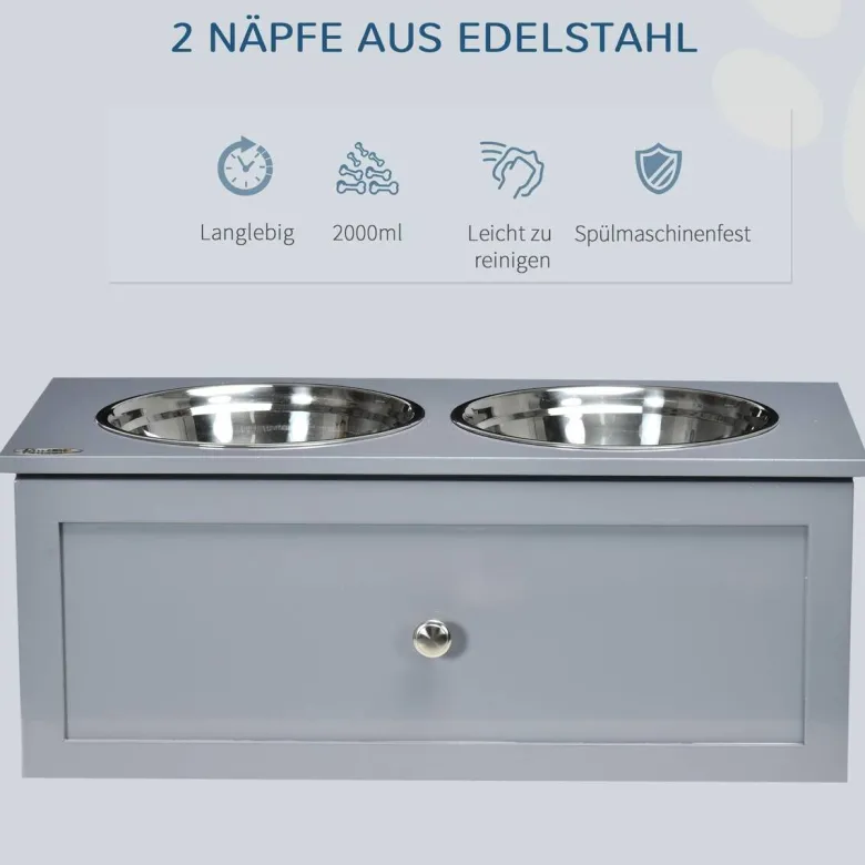 PawHut Hunde-Zubehör grau MDF B/H/L: ca. 30x60x24 cm