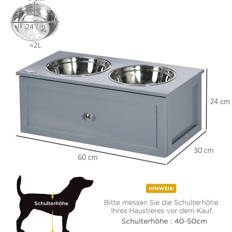 PawHut Hunde-Zubehör grau MDF B/H/L: ca. 30x60x24 cm