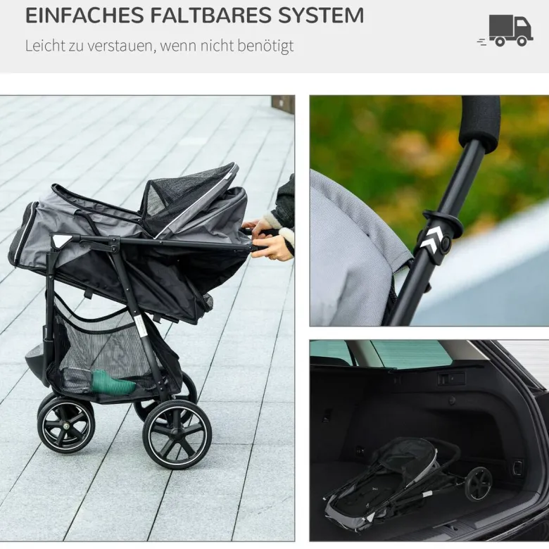 PawHut Hunde-Zubehör grau Polyester B/H/L: ca. 55x83x101 cm