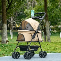 PawHut Hunde-Zubehör khaki Polyester B/H/L: ca. 45x67x96 cm