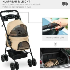 PawHut Hunde-Zubehör khaki Polyester B/H/L: ca. 45x67x96 cm