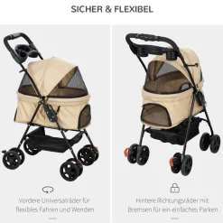 PawHut Hunde-Zubehör khaki Polyester B/H/L: ca. 45x67x96 cm