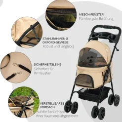 PawHut Hunde-Zubehör khaki Polyester B/H/L: ca. 45x67x96 cm