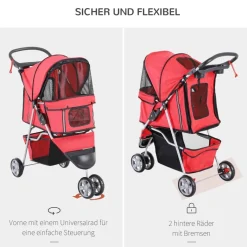 PawHut Hunde-Zubehör rot Polyester B/H/L: ca. 45x75x97 cm