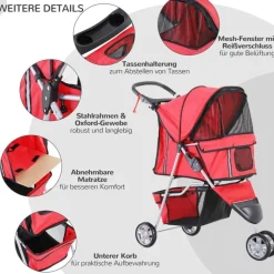 PawHut Hunde-Zubehör rot Polyester B/H/L: ca. 45x75x97 cm