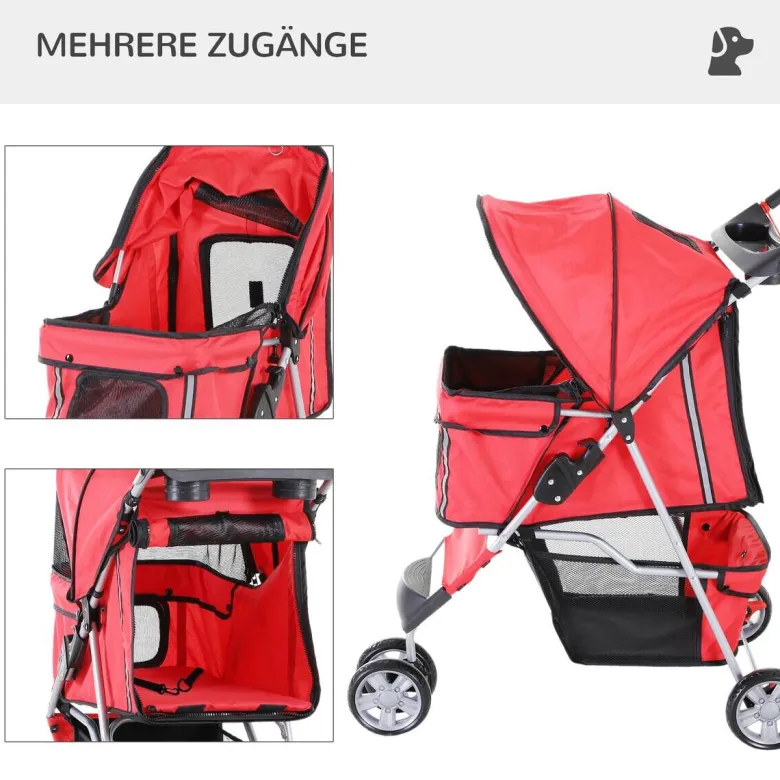 PawHut Hunde-Zubehör rot Polyester B/H/L: ca. 45x75x97 cm