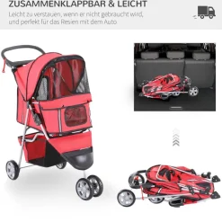 PawHut Hunde-Zubehör rot Polyester B/H/L: ca. 45x75x97 cm