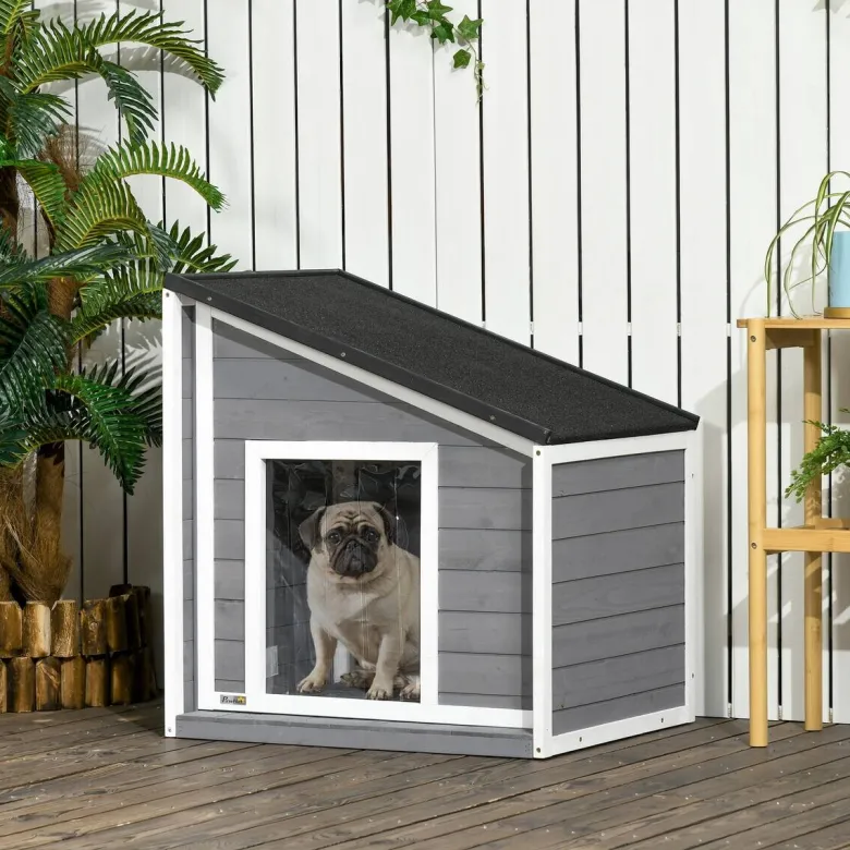 PawHut Hunde-Zubehör weiß Holz B/H/L: ca. 58x71x77 cm