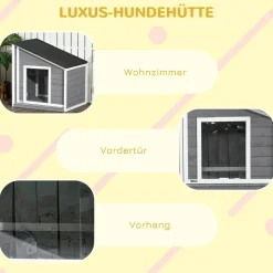 PawHut Hunde-Zubehör weiß Holz B/H/L: ca. 58x71x77 cm