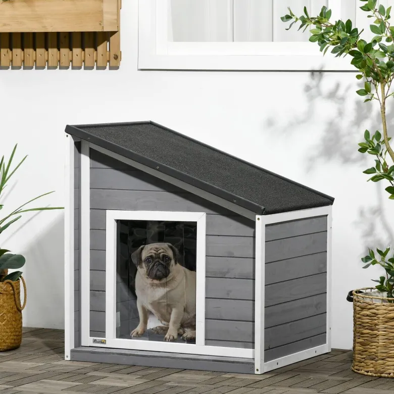 PawHut Hunde-Zubehör weiß Holz B/H/L: ca. 58x71x77 cm