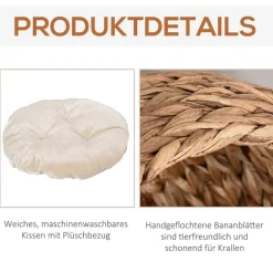 PawHut Katzenhaus natur Wasserhyazinthe H/L: ca. 60x42 cm