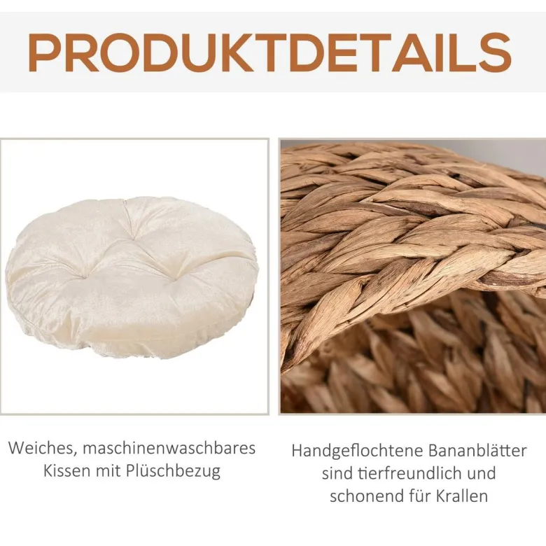 PawHut Katzenhaus natur Wasserhyazinthe H/L: ca. 60x42 cm