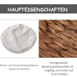 PawHut Katzenhaus natur Wasserhyazinthe H/L: ca. 60x42 cm