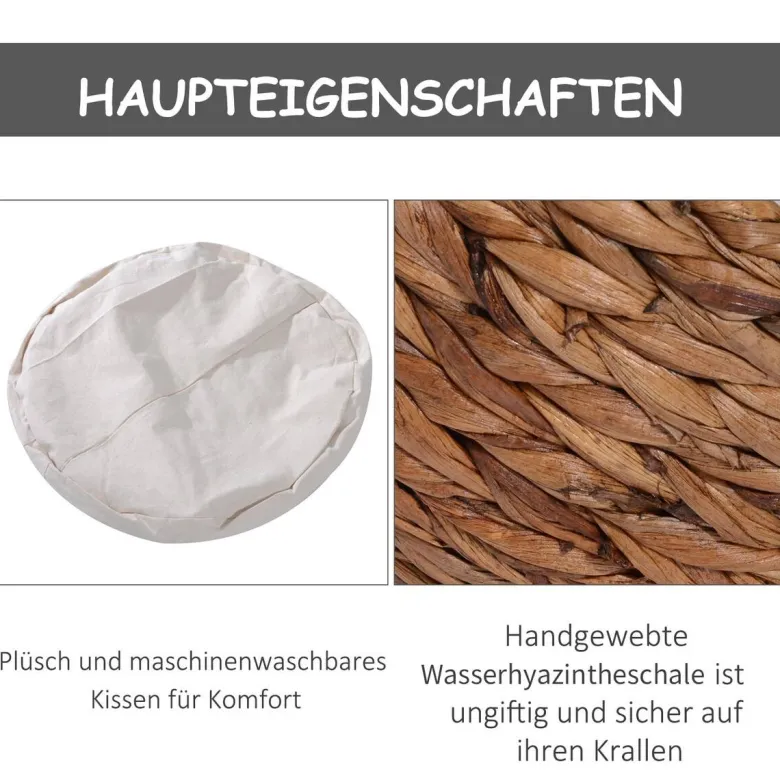 PawHut Katzenhaus natur Wasserhyazinthe H/L: ca. 60x42 cm
