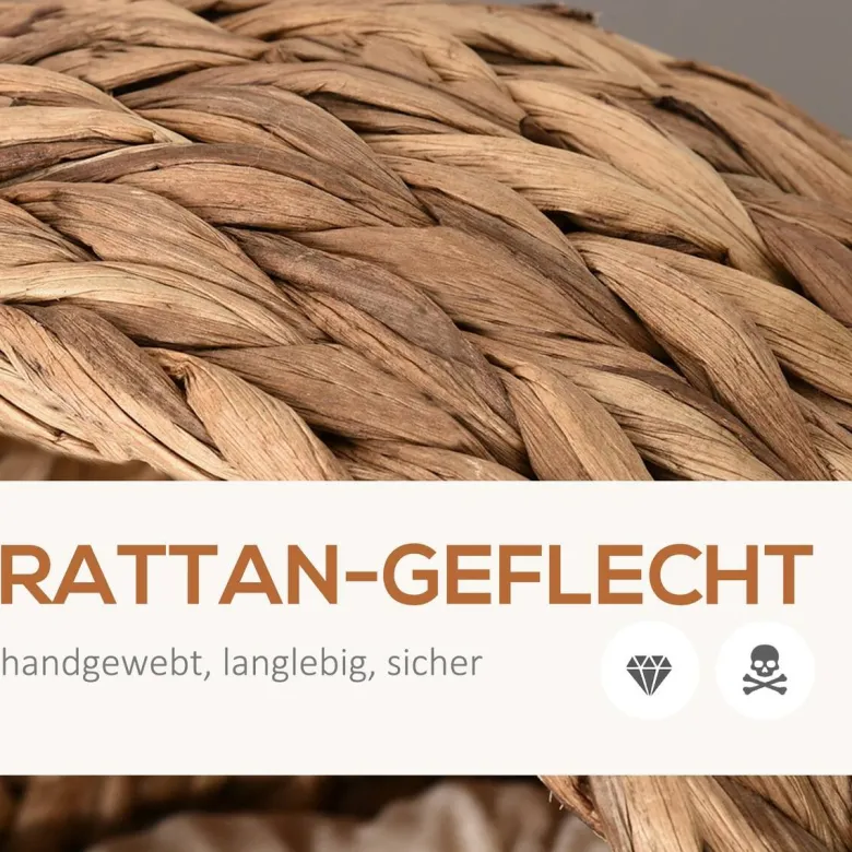 PawHut Katzenhaus natur Wasserhyazinthe H/L: ca. 60x42 cm