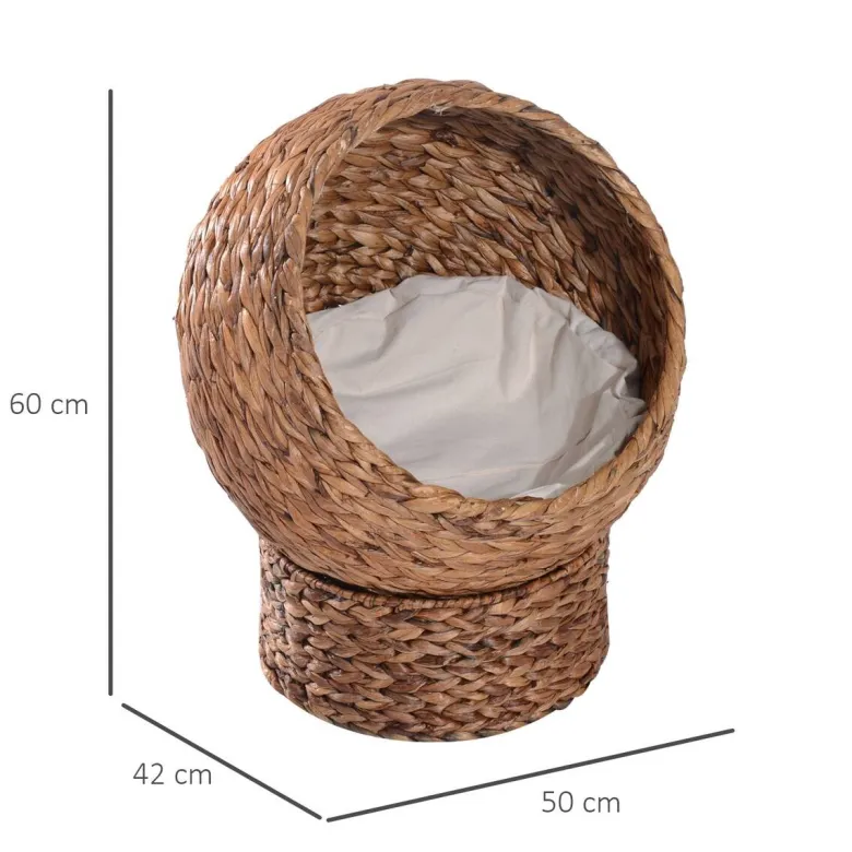 PawHut Katzenhaus natur Wasserhyazinthe H/L: ca. 60x42 cm
