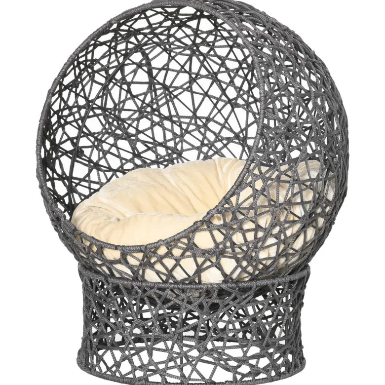 PawHut Katzenkorb cremeweiß Baumwolle B/H/L: ca. 50x60x50 cm
