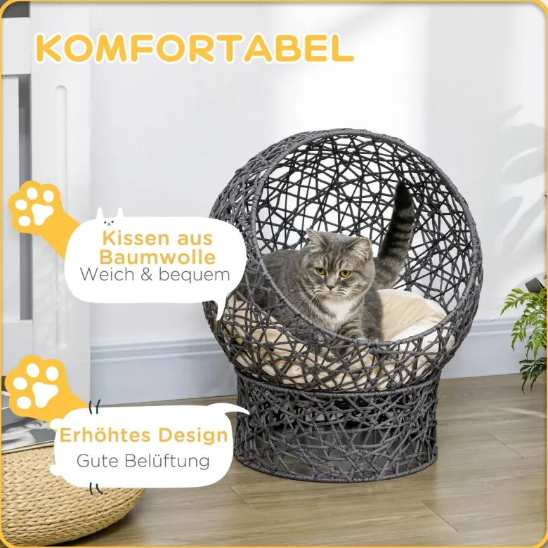 PawHut Katzenkorb cremeweiß Baumwolle B/H/L: ca. 50x60x50 cm