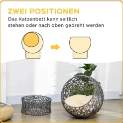 PawHut Katzenkorb cremeweiß Baumwolle B/H/L: ca. 50x60x50 cm