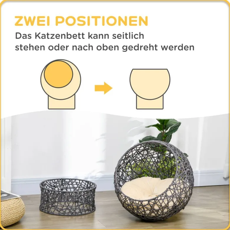 PawHut Katzenkorb cremeweiß Baumwolle B/H/L: ca. 50x60x50 cm