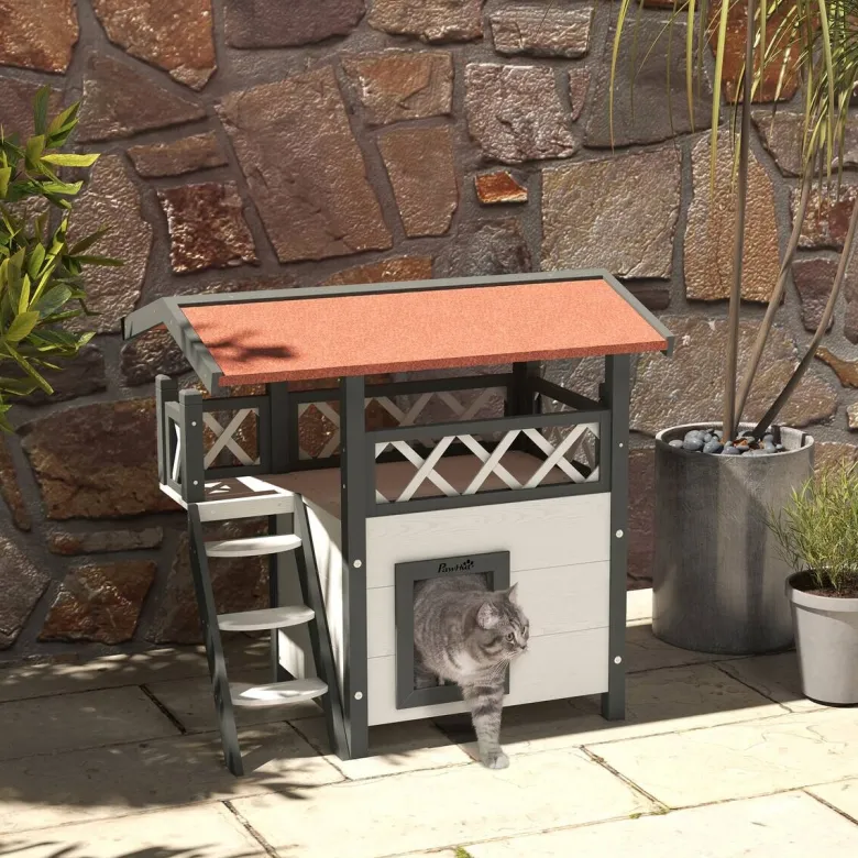 PawHut Katzen-Zubehör weiß Polypropylen B/H/L: ca. 50x77x73 cm