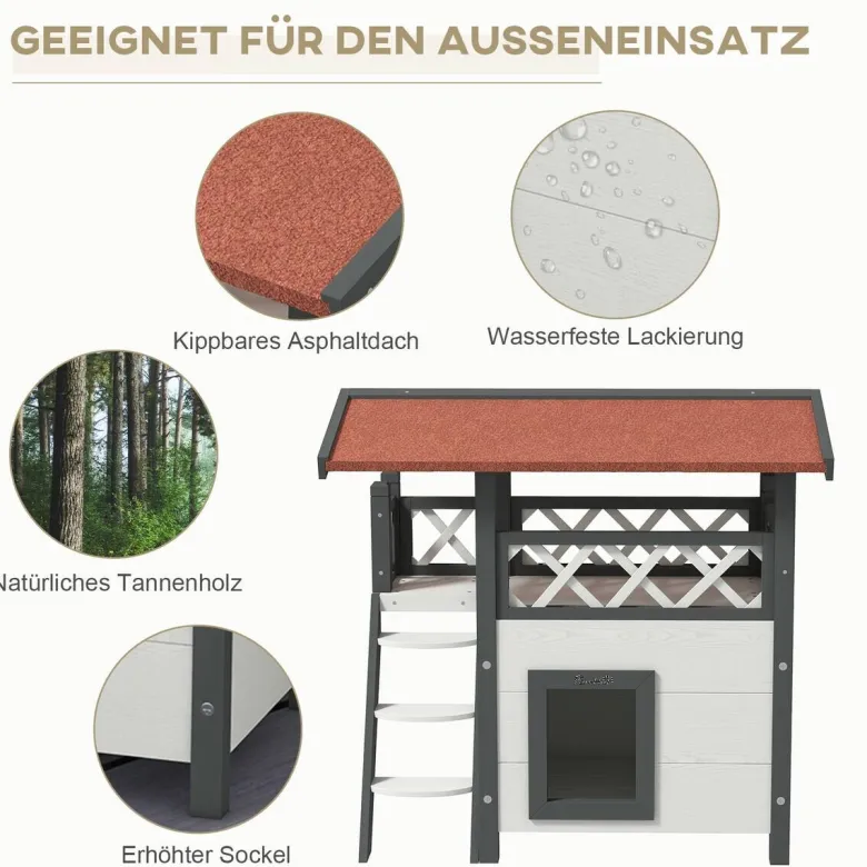 PawHut Katzen-Zubehör weiß Polypropylen B/H/L: ca. 50x77x73 cm