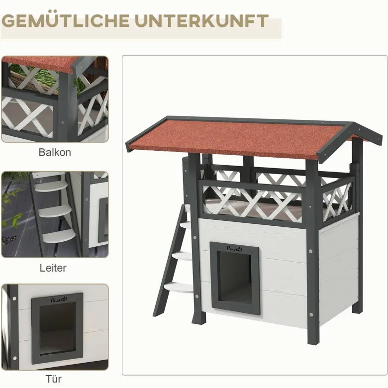 PawHut Katzen-Zubehör weiß Polypropylen B/H/L: ca. 50x77x73 cm