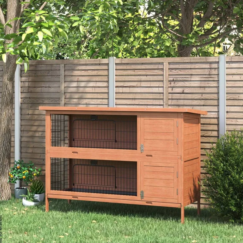 PawHut Kleintierstall orange Holz B/H/L: ca. 50x93x136,4 cm