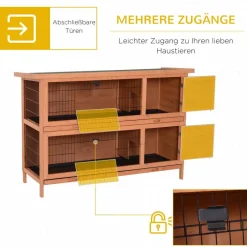 PawHut Kleintierstall orange Holz B/H/L: ca. 50x93x136,4 cm