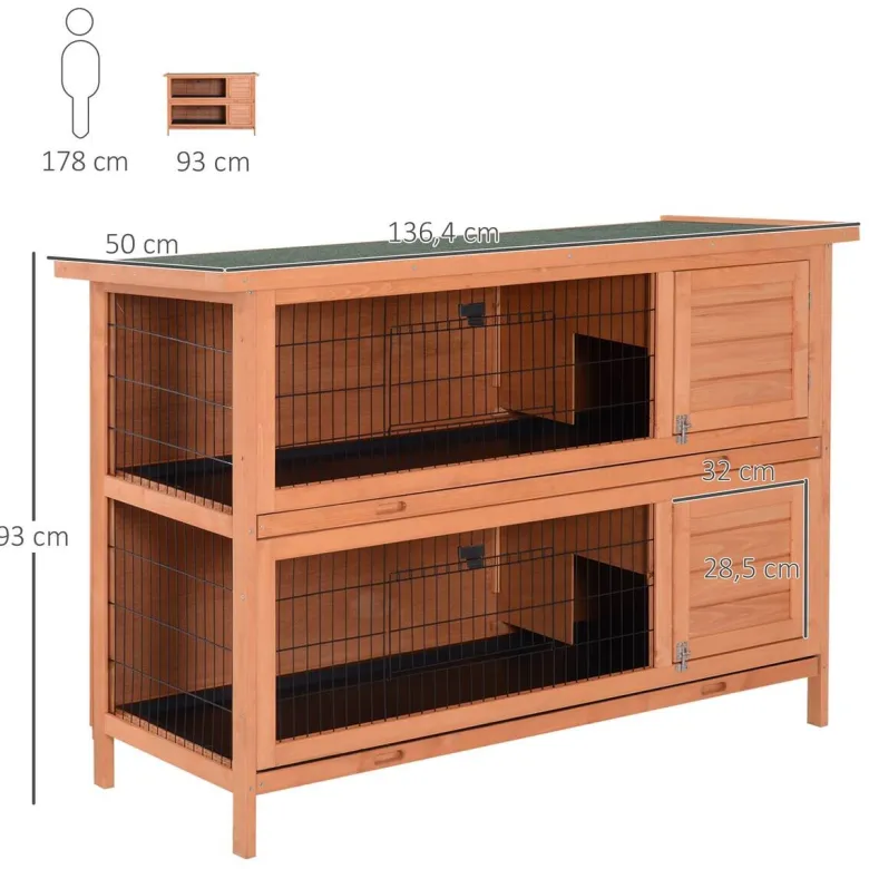 PawHut Kleintierstall orange Holz B/H/L: ca. 50x93x136,4 cm