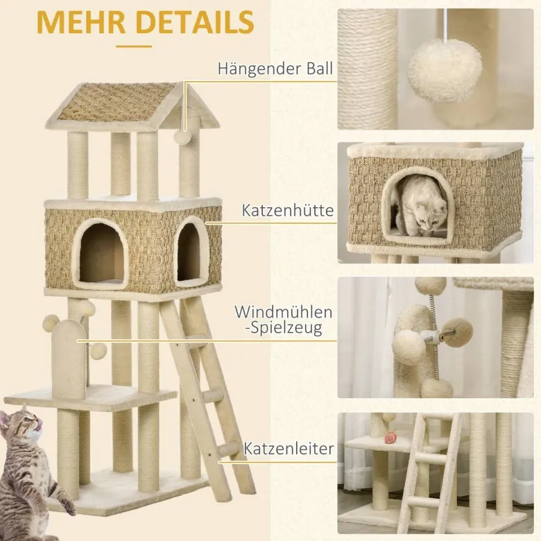 PawHut Kratzbaum beige Polyester B/H/L: ca. 40x131x69 cm