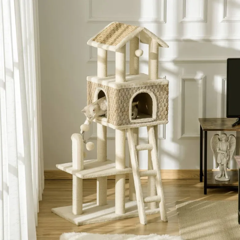 PawHut Kratzbaum beige Polyester B/H/L: ca. 40x131x69 cm
