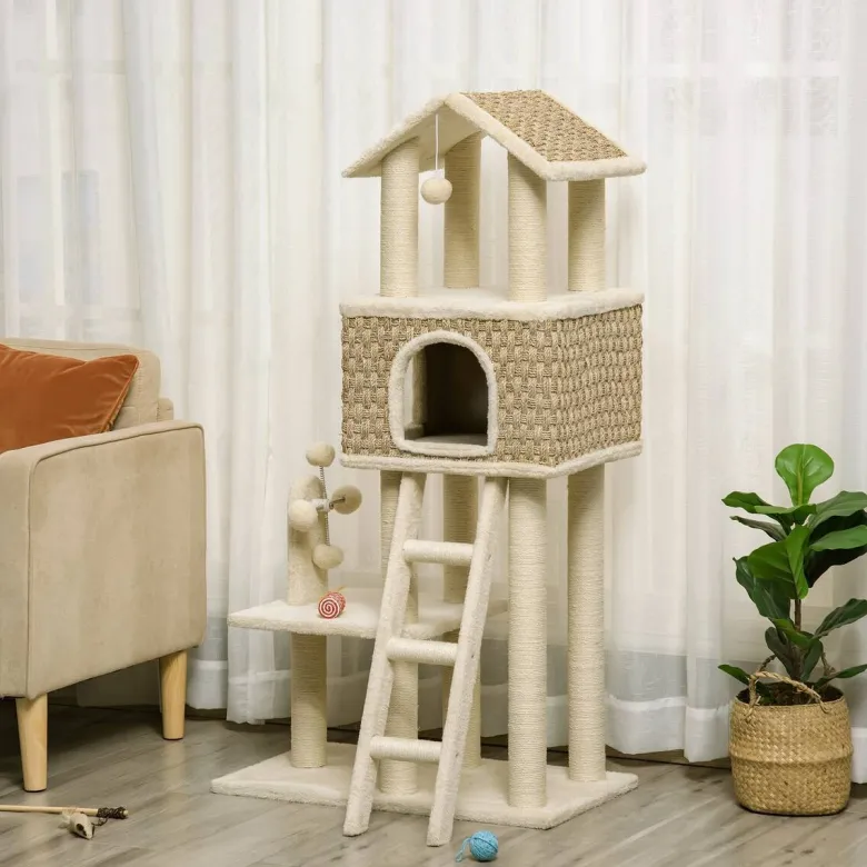 PawHut Kratzbaum beige Polyester B/H/L: ca. 40x131x69 cm