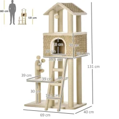 PawHut Kratzbaum beige Polyester B/H/L: ca. 40x131x69 cm