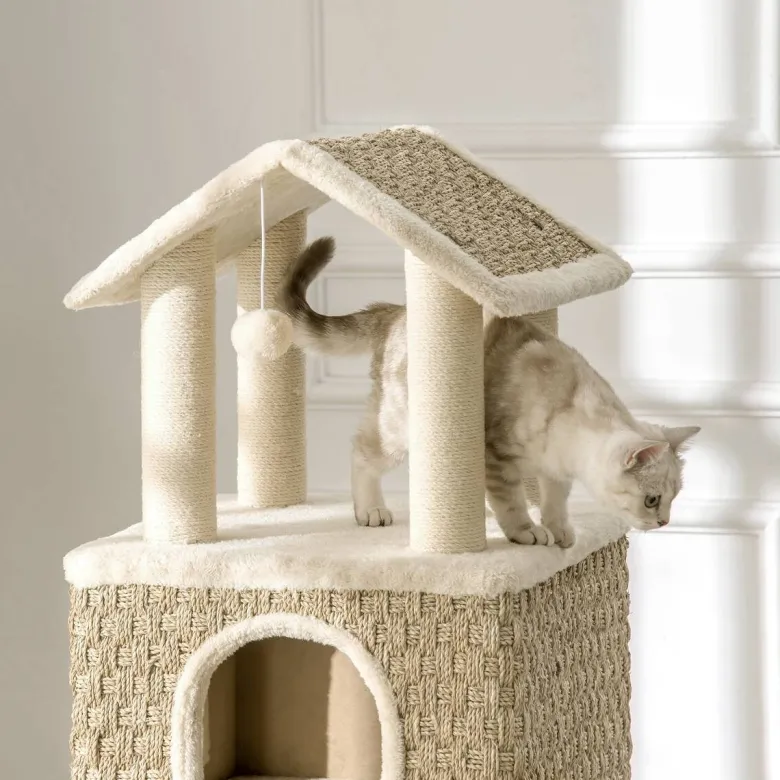 PawHut Kratzbaum beige Polyester B/H/L: ca. 40x131x69 cm