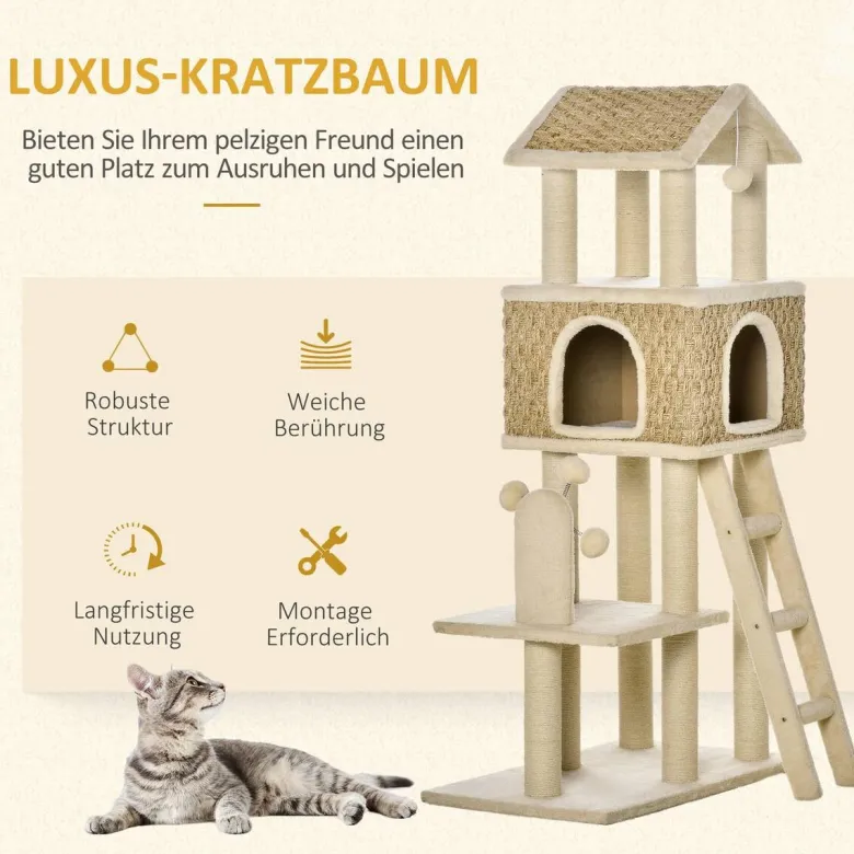 PawHut Kratzbaum beige Polyester B/H/L: ca. 40x131x69 cm