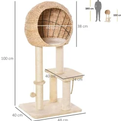 PawHut Kratzbaum beige Polypropylen B/H/L: ca. 40x48x100 cm