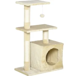 PawHut Kratzbaum beige Sisal B/H/L: ca. 50x80x30 cm