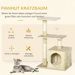 PawHut Kratzbaum beige Sisal B/H/L: ca. 50x80x30 cm
