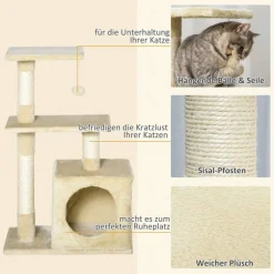 PawHut Kratzbaum beige Sisal B/H/L: ca. 50x80x30 cm