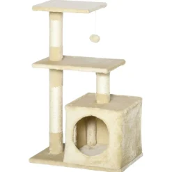 PawHut Kratzbaum beige Sisal B/H/L: ca. 50x80x30 cm