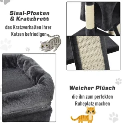 PawHut Kratzbaum dunkelgrau Spanplatte B/H/L: ca. 39x83x59 cm