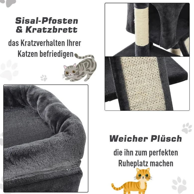PawHut Kratzbaum dunkelgrau Spanplatte B/H/L: ca. 39x83x59 cm